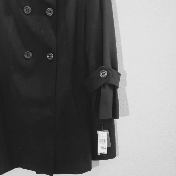 NWT AB Studio Trench Coat Black Peacoat Dress Jacket Size 4 (Small) - Picture 5 of 9